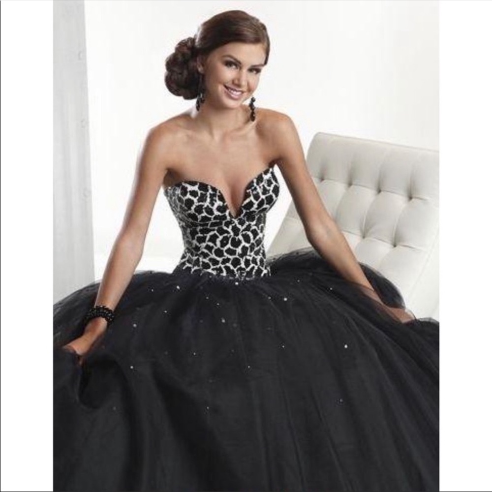 flirt by maggie sottero leopard blue black gown/prom/ homecoming/formal dress